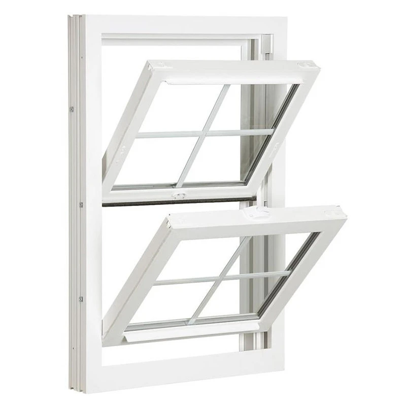 New design white double pane tempered glass hung windows