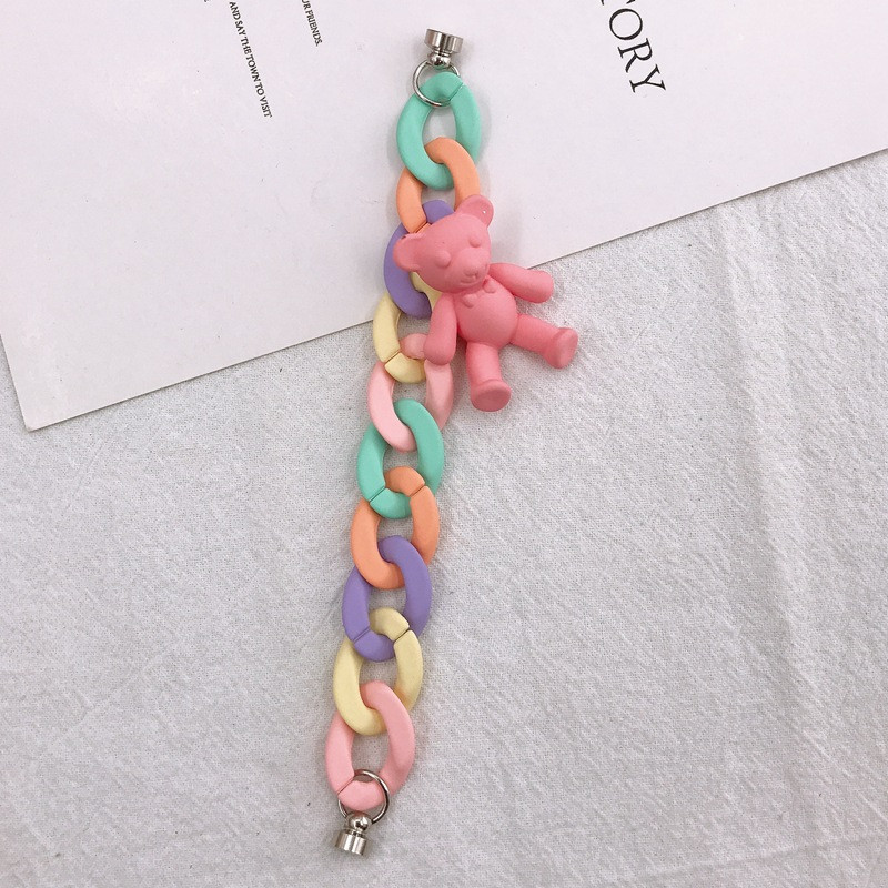 New diy jewelry accessories mobile phone case acrylic spray paint bear bracelet candy color chain