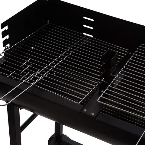 New large with Folding wood table heavy duty charcoal trolley oil drum bbq grill for outdoor garden