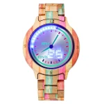 New Mens Wooden Watches Fashion Wood LED Multi-function Electronic Watch Popular Students LED Wristwatch Customized