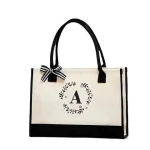 New Personalized Design Lace Initial Tote Bag Canvas Blank With Logo Tote Bags Urban Minimalist Style Customized Shopping Bag