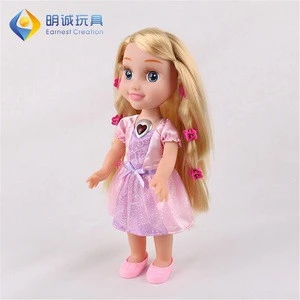 New Product 14inch Musical Fashion Lovely Baby Girl Doll Toy with Flashing Light Hairstyle