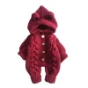 Newborn Infant Baby Girl Boy Winter Warm Coat Knit Outwear Hooded Jumpsuit Xmas Long Sleeve baby knitted bodysuit