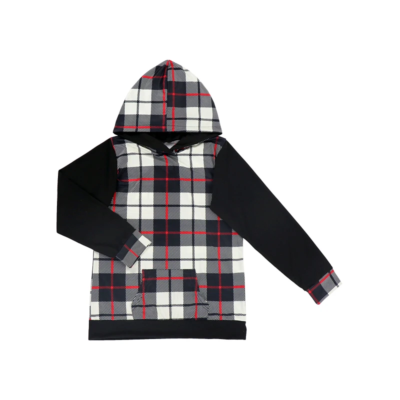 Newest Baby Black and white checkered buffalo plaid clothes long sleeve hoodie shirt young girls fall tops and t shirt