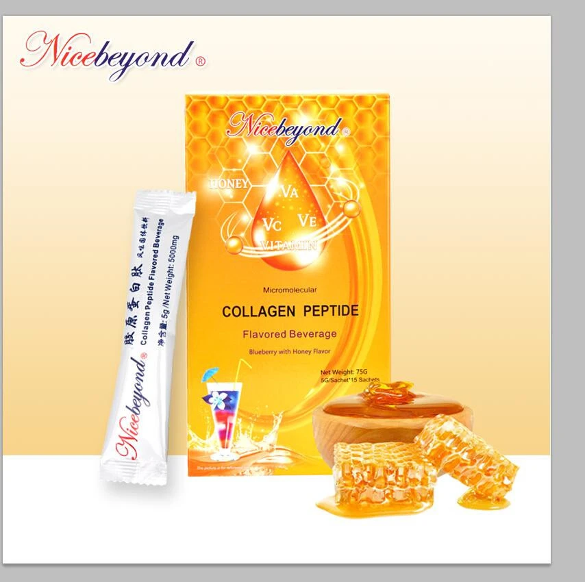Nicebeyond Collagen peptide powder drink with honey, VA,VC,VE, Blueberry 5g*15bags  REDUCE Wrinkle