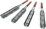 Nonstick Kabob Grilling Baskets Set of 4, Wooden Handle BBQ Grill Basket Set