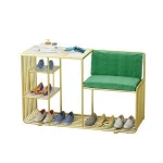 Nordic Gold Marble Shoes Rack Shoe Cabinet with Seat