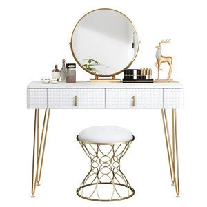 Nordic With cabinet dressing table with mirror and stool Dressing table Golden Iron Dresser