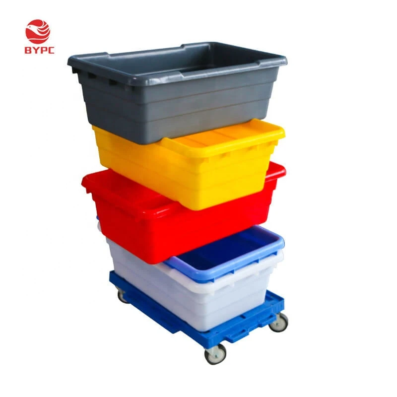 North America Plastic Stackable lug meat crate for poultry and meat with lid dolly