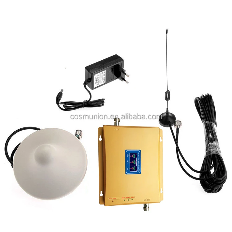 OEM GSM/DCS/WCDMA tri-frequencies bands 2g 3g 4g LTE mobile signal booster home amplifier with color screen