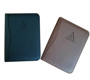 Office Supplies Embossing Logo PU Leather Padfolio Pportfolio With Ring Binder