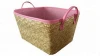 online shopping straw basket black leather handle food storage basket for house