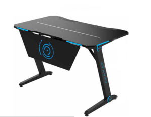 Orizeal Blue LED Light Customize Logo Baffle Plate Gaming Computer Desk with Remote Control Manual Control