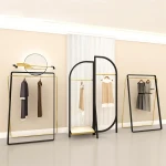 OUJIA Black Metal Clothing Hanging Rack Stainless Steel Garment Display Stand Retail Shop Fixture