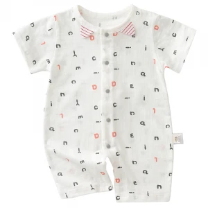 Our factory direct sales new hot summer short sleeve animal letter pattern cotton high quality baby clothes