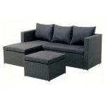 Outdoor Hotel Resort  3 piece Full Iron Bolivar Corner Sofa Set