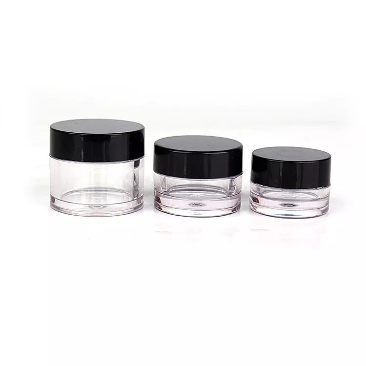 PETG Clear Round Plastic Cosmetic Cream Jars with Black Lid