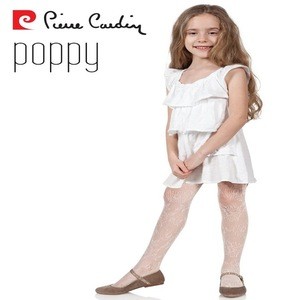 PIERRE CARDIN OEM KID&#39;S GIRL HOSEIRY &amp; SOCKS COLLECTION ELEGANT FLORAL PATTERNS CREAM-WHITE PANTYHOSE TIGHTS