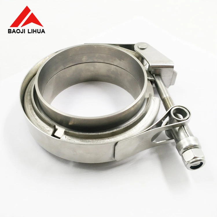 Pipe Flanges with V Band Clamp Set 2.5&quot; 3.0&quot; 3.5&quot; 4.0&quot; Gr2 Titanium Standard Flat or Interlock Racing Exhaust System CN;SHA