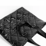 Plaid Black Leather Handbag Tote Wholesale Waterproof Personalized Plaid Black Leather Handbag Tote