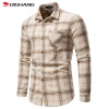 Plaid Pattern Hot Sale Fashion Polyester Cotton Custom Logo Shirts Long Sleeve Button Closure Male Casual Shirt