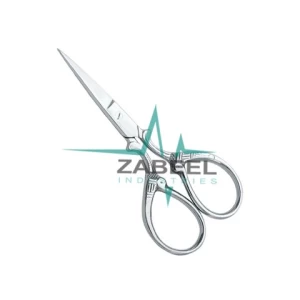 Point Nail Scissors Silver Color Satin Finish Manicure Scissors Stainless Steel Mini Scissors 3.5" By ZaBeel Industries