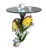 Polyresin artificial vividly  Leopard Coffee Table for garden decoration