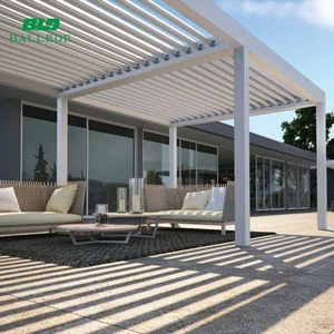 Powder coated aluminum alloy 6005 metal outdoor garden furniture sets of motorised pergola