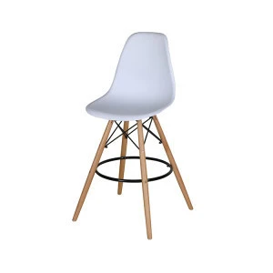 PP plastic modern popular white with wooden legs bar stool