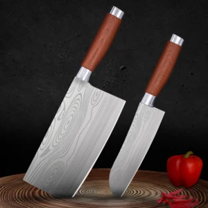 private label dropshipping professional with wooden handle high quality knife chef hand forged damascus kitchen knives set