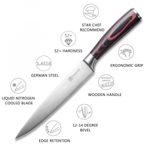 Professional 8-inch Stainless Steel Waved Pattern Blade Carving Meat Knife