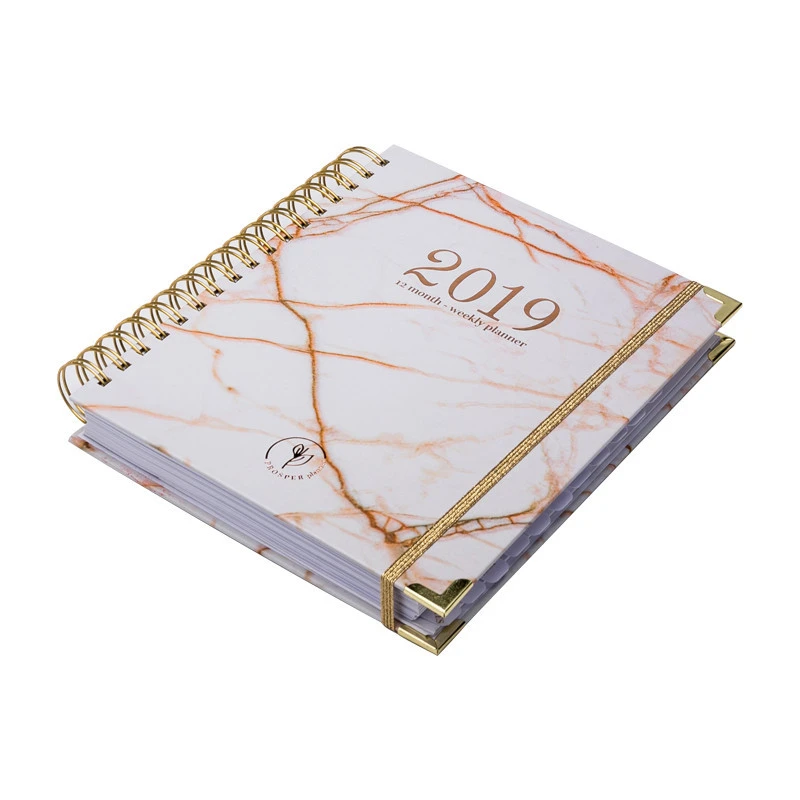 Professional design hardcover gold wire custom journal diary notebook printing