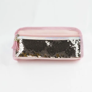 Quality assurance polyester oxford material PET sequin pencil case for sale