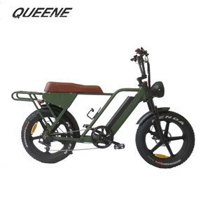 QUEENE/ebike 750W rear hub motor Retro full suspension fat tire electric bicycle