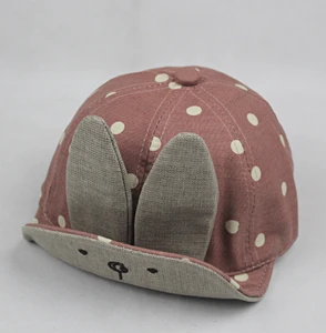 Rabbit Cartoon Baby Hat Foldable Brim Children Visors Colored Cotton Casual Hats 46-50CM