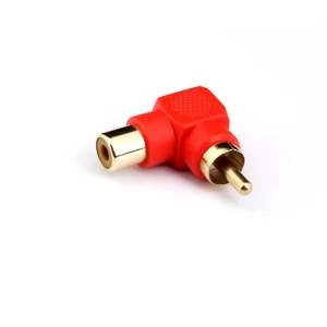 RCA Male to RCA Female Right Angle Adapter 90 Degree Connector red
