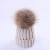 Import Real Raccoon Fur pompons Beanie Childrens Winter Hat  Womens Beanie Hat Crocheted Hat from China
