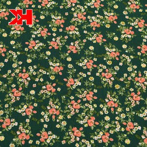 Recyclable wholesale green flower spandex polyester POLY WOOL PEACH PRINT FABRIC for dress