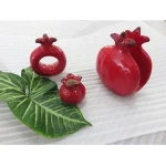 Red handmade ceramic napkin holder napkin ring Toothpick jar set cute wedding tableware