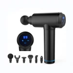 Red mini adjustable percussion muscle booster massage gun with lcd screen