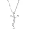 Religion Jewelry 925 Silver Simple Cross Pendant Necklace