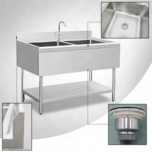 Restaurant commercial kitchenware 5 years warranty European One Compartment Sink With Right Board with Under Shelf