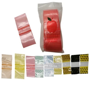 Reusable LDPE Mini Small Zipper Baggies using for Jewelry Pills Accessories Plastic mini stamp bag With Designs