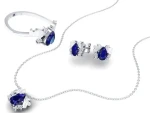 REYES New Fashion Jewelry Sets Pear Cut 2.58Ct Blue Sapphire Gemstone Earring Sets Women 925 Sterling Silver Wedding Jewelry Set