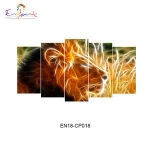 Rolled printing canvas only power and angry lion 5 panel painting
