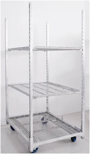Rolling Cage Cart Wire Roll Container with Shelves Supermarket Transport Steel Silver Accessories Mesh Industrial Surface Wheel