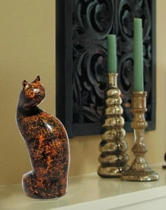 Rust Patina Calico Sitting Cat Urn (Brass Pet Urn) !