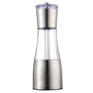 Salt and Pepper Grinder 2 in 1 Manual Stainless Steel Mill with Adjustable Coarseness Rotor and Dual Clear Acrylic Chamber