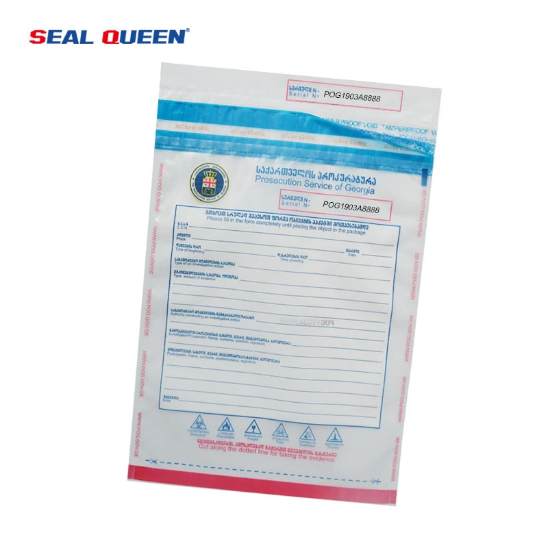 SEAL QUEEN Factory wholesale custom design print logo evidence LDPE plastic VOID tape security poly mailing bag