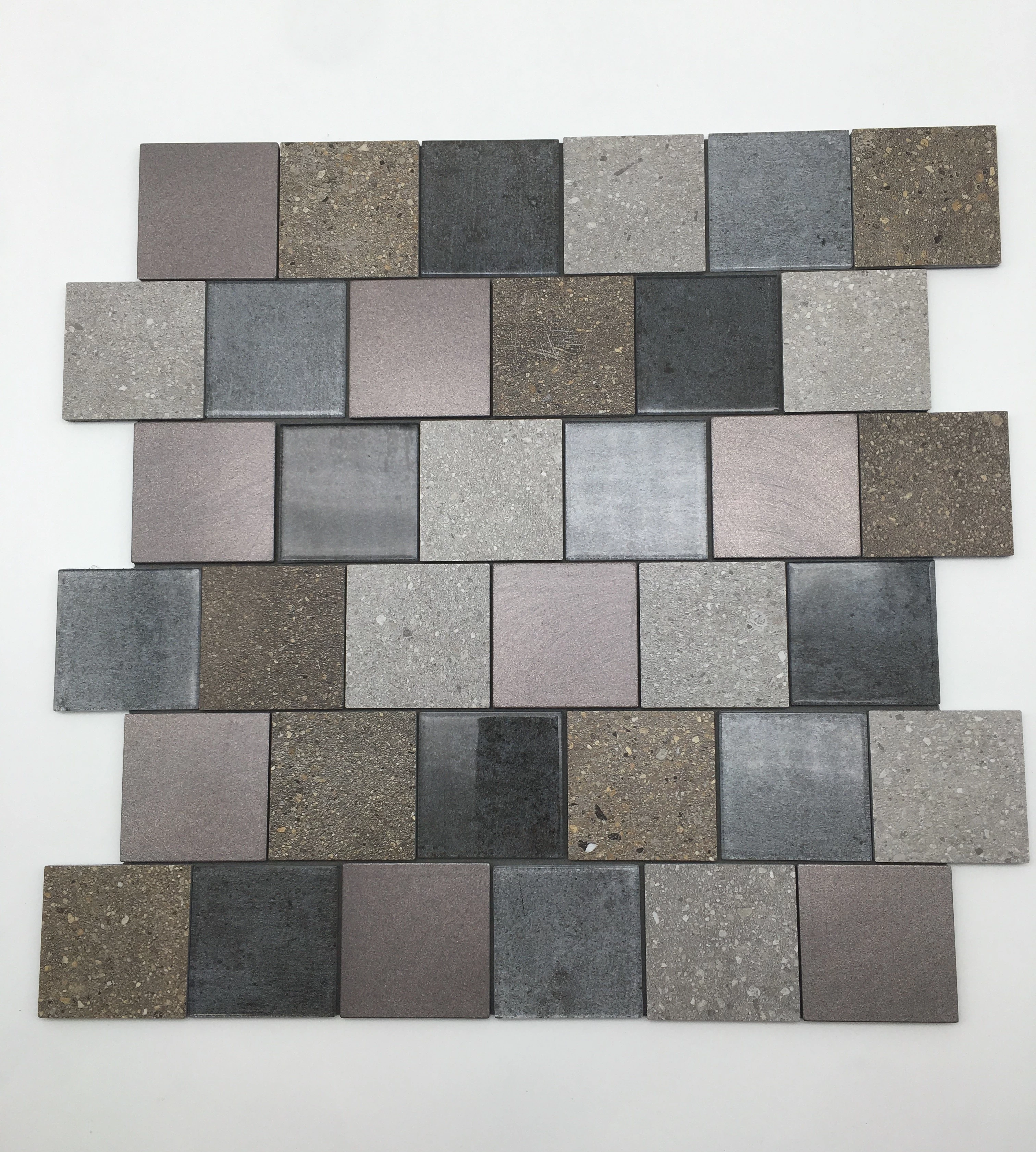 Self-adhesive glass mosaic mix plastic alumnium mosaic tile